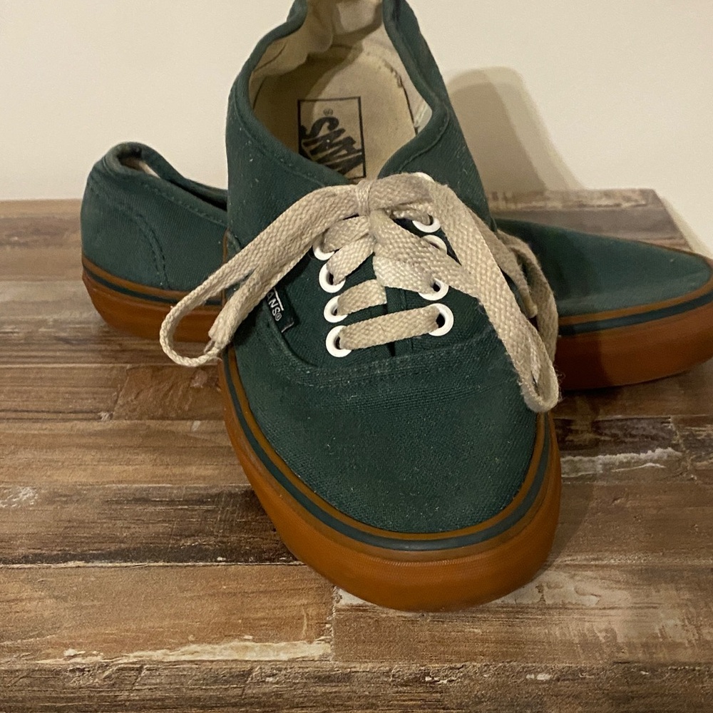 Vans Men's Teal Canvas Sneakers with Gum Sole